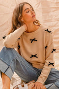 SO ME Ribbon Bow Applique Sweater