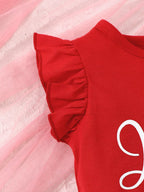 Children's Strawberry Print Ruffle Sleeve Top and Shorts Set