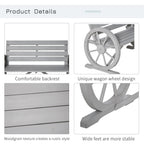 41" Wooden Wagon Wheel Bench Rustic Outdoor Patio Weather Resistance Furniture 2-Person Slatted Seat Bench with Backrest Light Gray