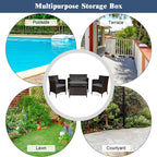 Elegant Four-Piece Rattan Patio Set with Soft Cushions