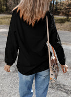 Black Rugby Game Day Embroidered Corduroy Sweatshirt