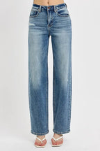 RISEN Full Size Distressed Wide Leg Jeans Plus Size