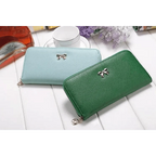 Elegant PU Leather Pink Bowknot Women Long Wallet Fashion Color Purse Phone Card Holder Women Trendy Large Capacity Long Purse