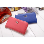 Elegant PU Leather Pink Bowknot Women Long Wallet Fashion Color Purse Phone Card Holder Women Trendy Large Capacity Long Purse