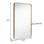 32 Inch x 20 Inch Metal Frame Wall-Mounted Rectangle Mirror