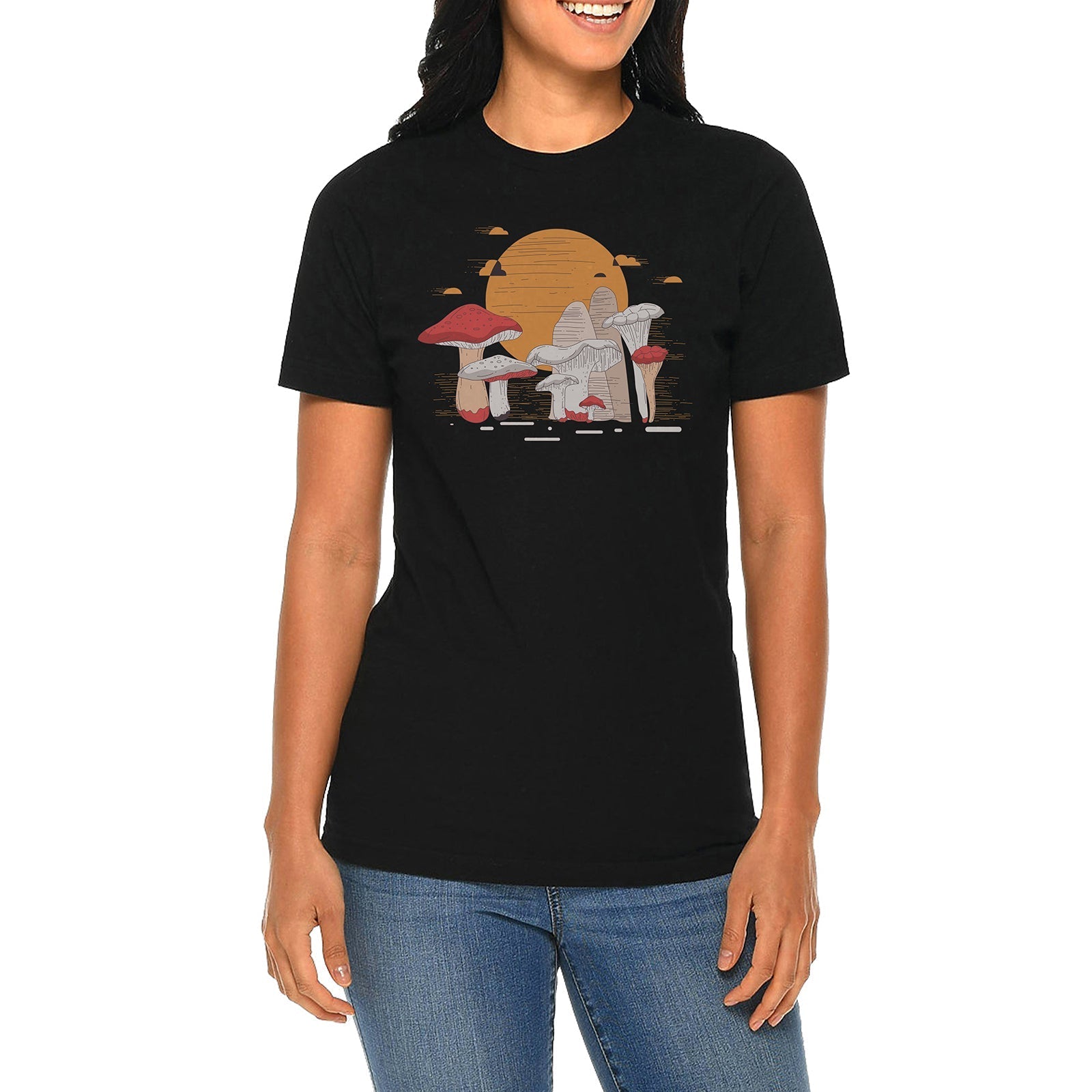 Shroomy Sunset Graphic Design Deluxe Jersey T-Shirt