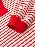 Stripe Collared V Neck Drop Shoulder Pullover and Skort 2pcs Outfit