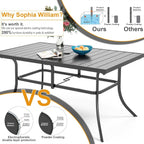 Navy Outdoor Patio Table And Chairs Set With Umbrella For 6