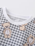Children's Bear Print T-Shirt and Denim Shorts Set