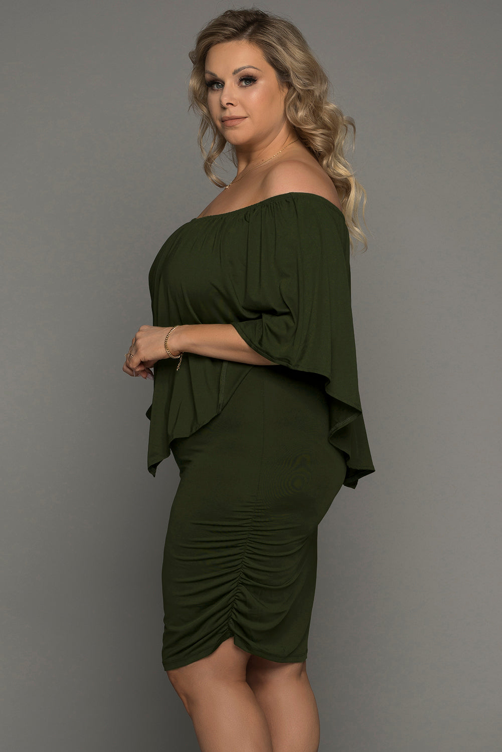 Plus size  Dressing Layered Fiery Red Mini Poncho Dress