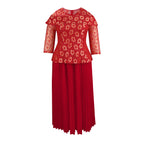 Women's Solid Color Versatile Lace Long Sleeved Pleated Skirt
