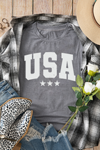 Gray USA Letter Crewneck Tee