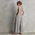 Women's Elegant V-Neck Sleeveless Commuter Jumpsuit