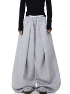 Embroidered Pleated Drawstring Sweatpants For Women Loose Straight Fit