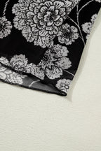 Brown Thumbhole Long Sleeve Floral Print Mesh Top