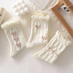 White Lace-trimmed Mid-calf Thin And Cute Japanese-style School Stockings
