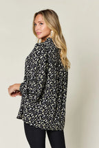 Double Take Full Size Leopard Long Sleeve Blouse