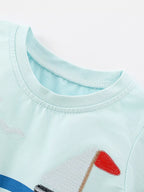Children's Sailboat Embroidered Short Sleeve T-Shirt
