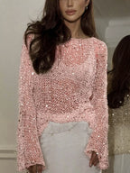 Sequin Embellished Knit Cover Up