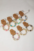 White Cross Pearl Decor Beaded Elastic Multi Layered Bracelet