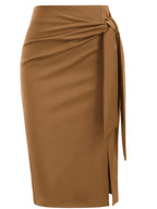Elegant Monochrome High-waisted Knee-length Skirt For Women