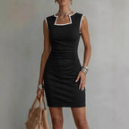 Women's Solid Color Sleeveless Knit Midi Dress – Casual One-Piece