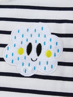 Children's Cute Appliques Striped Round Neck Dress