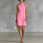 Women’s Sleeveless Button-Up Collar Shirt Dress
