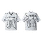 Snake Scale Design Mesh Jersey Short Sleeve T-shirt Loose