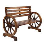 41.5-inch Carbonized Cedar With Wooden Wheel Bench