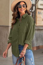 Pink Corduroy Button Pocket Shirt
