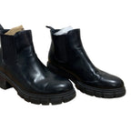 Athlefit Womens Size 9.5 Black 2" Chunky Heel Ankle Boots Slip On Shoes