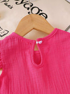 Children's Ruffle Trim Bowknot Top & Shorts Set