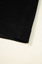 Black Corduroy Exposed Seam Sleeveless Mini Dress
