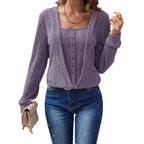 Button Fake 2-piece Sweater Regular Sleeve