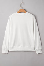 White FOOTBALL 3D Letter Graphic Crew Neck Sweatshirt