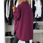 Solid-color Button-down Long-sleeve Versatile Chic Work Shirt