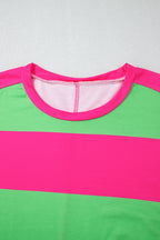 Light Blue Colorblock Drop Sleeve Round Neck Top