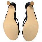Coutgo Womens Size 8.5 Black Mesh Strap 3" Heel Open Toe Thong Sandal Shoes