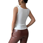 Women's 3D Floral Decorated Knitted Sleeveless Top