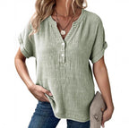 Women's Casual Button-up Short-sleeve Top