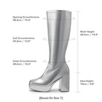 Dream Pairs Womens Size 8 Shiny Silver Zip 4" Platform Heel Knee High Gogo Boots