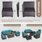 Rattan Patio Furniture Set With Fire Pit Table