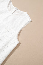 White Floral Eyelet Embroidered Sleeveless Shift Dress