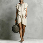 Women's Casual Short-Sleeve Solid Color Straight Dress