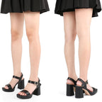 JOY IN LOVE Womens Size 9 Black 3.5" Heel Open Round Toe Ankle Strap Shoes