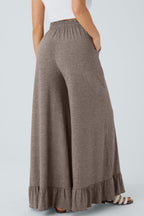 Dune Solid Color Ruffle Hem Wide Leg Pants