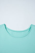 Mint Green Frilled Trim Crew Neck Loose Fit Mini Dress