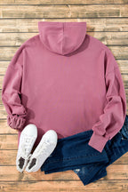 Orange Half Zipper Kangaroo Pockets Drop Shoulder Hoodie