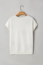 Black Bow Pattern Knit Short Sleeve Sweater